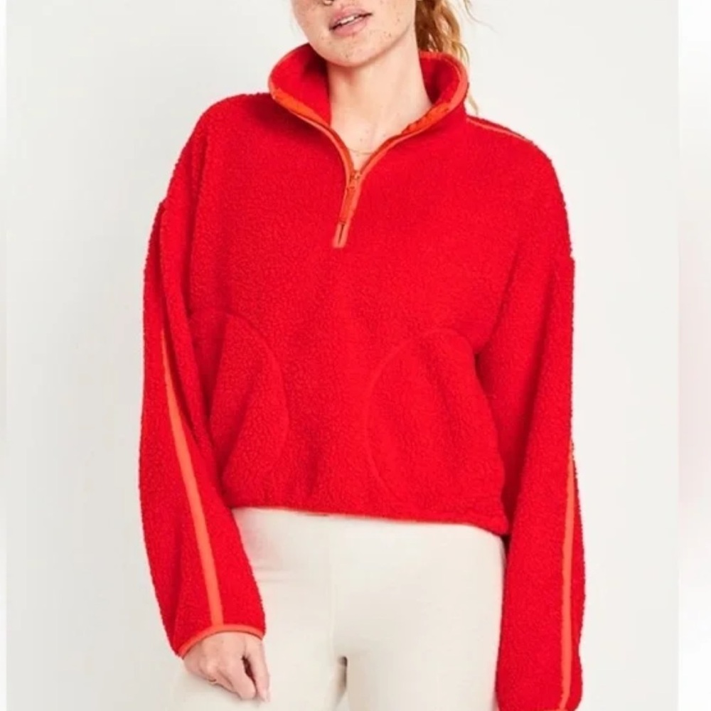 Old Navy Bright Red Fleece Pullover